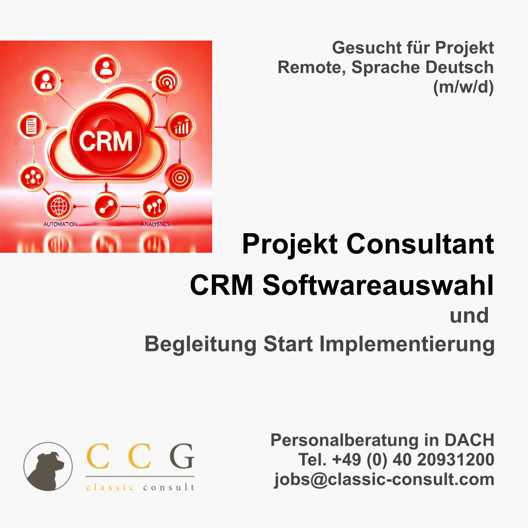 Chief Information Officer (CIO) für Unternehmen in der Finanzbranche (m/w/d)</p>
<p>Diskretion ist selbstverständlich!<br />
Personalberatung in DACH<br />
CCG Classic Consult GmbH<br />
+49 (0) 40 209 31 20 0<br />
jobs@classic-consult.com<br />
www.classic-consult.com</p>
<p>