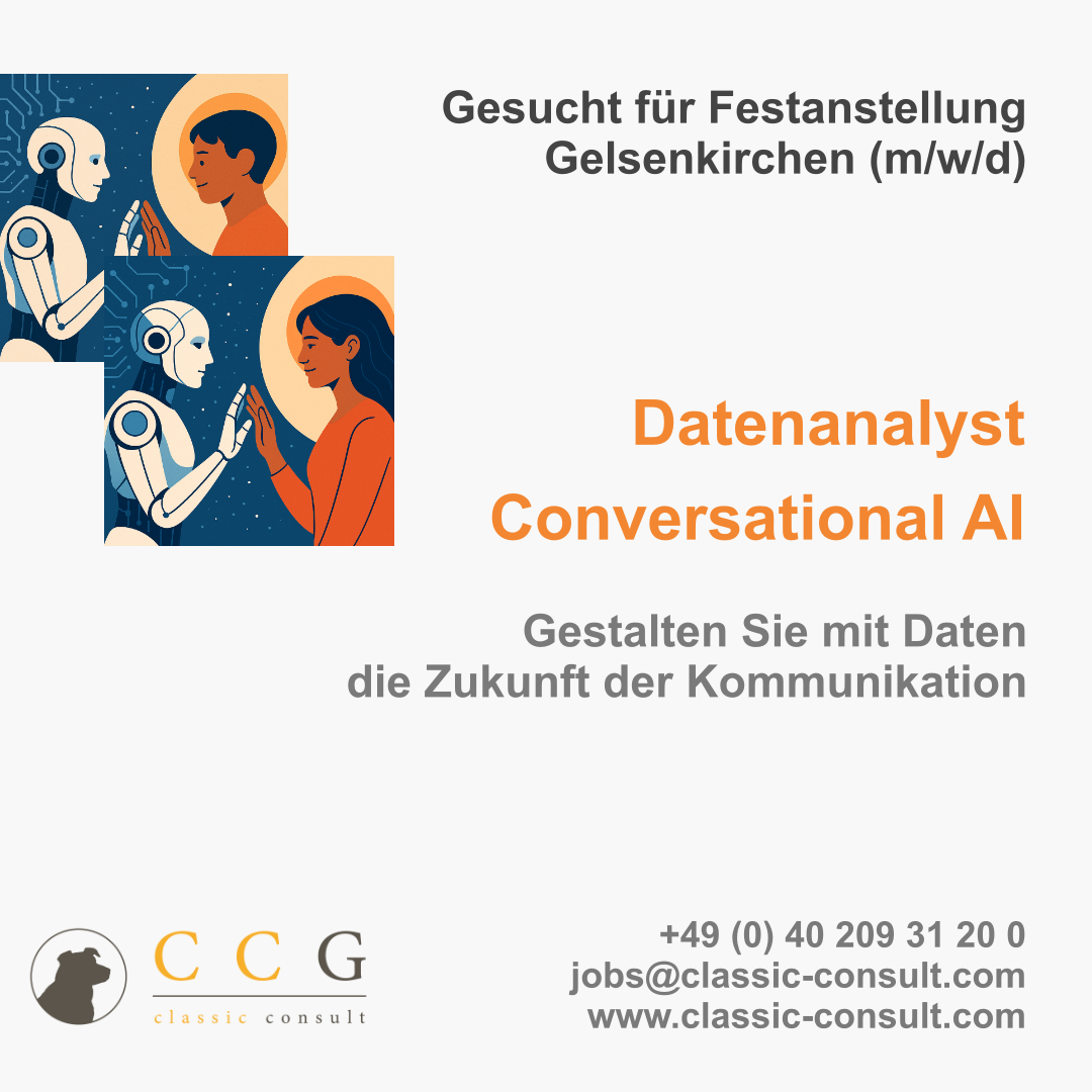 Gestalten Sie mit Daten die Zukunft der Kommunikation<br />
– als Datenanalyst (m/w/d) im Bereich Conversational AI<br />
